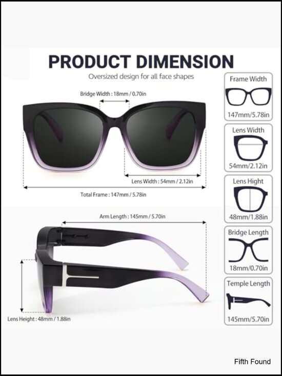 2 Pack Polarized Oversized Fit Over Square Sunglasses for Women main image 7